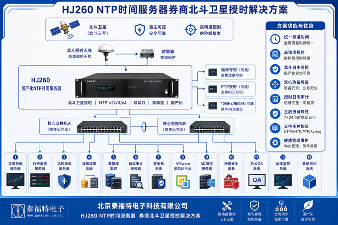 HJ260ntp時間服務器為國內某大型券商提供精準時間授時服務